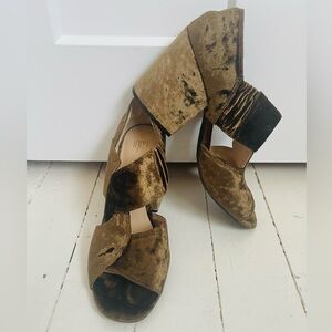 Cabi Crushed Velvet Green Block Heel